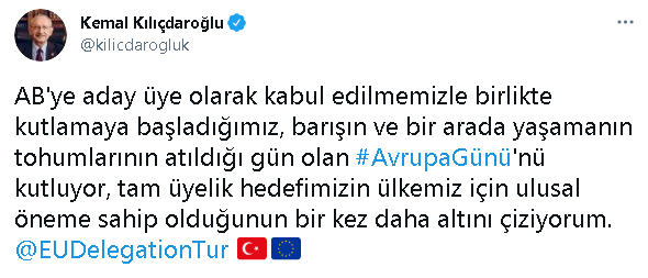 Kılıçdaroğlu'ndan Avrupa Günü mesajı - Resim : 1