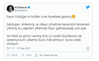 Babacan: Erdoğan’ın trolleri yine harekete geçmiş - Resim : 1