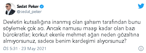 Kardeşi gözaltına alınmıştı... Sedat Peker'den flaş açıklama - Resim : 1