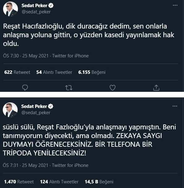 Sedat Peker, ifşa ettiği Reşat Hacıfazlıoğlu'na mesaj gönderdi - Resim : 2
