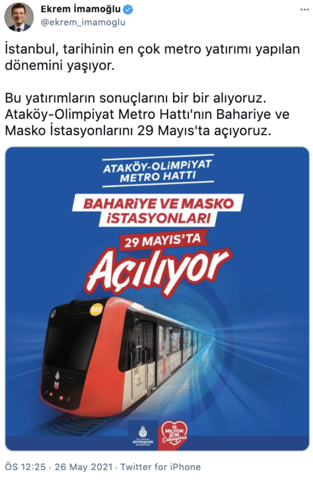 İmamoğlu'ndan metro müjdesi - Resim : 1