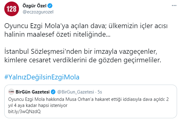 CHP'li Özel'den oyuncu Ezgi Mola'ya destek - Resim : 1