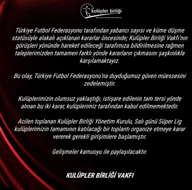 Kulüpler Birliği'nden yabancı kuralı açıklaması - Resim : 1