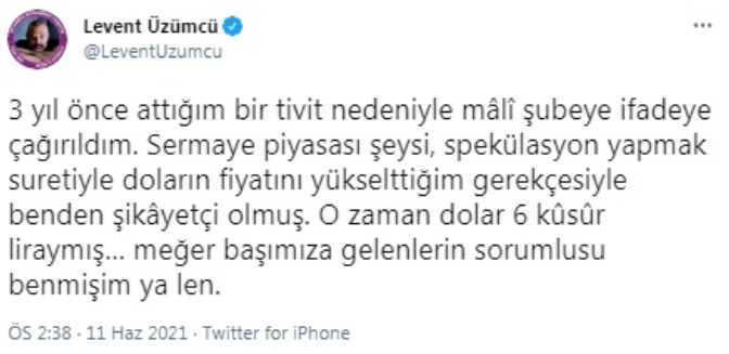 Levent Üzümcü ifadeye çağrıldı: Gerekçe "spekülasyon yapmak suretiyle doların fiyatını yükseltmek" - Resim : 1