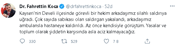 Kayseri'de doktora silahlı saldırı... Bakan Koca'dan açıklama  - Resim : 1