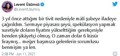 Levent Üzümcü, Twitter paylaşımının sonuna 'üç nokta' eklediği için ifade verdi - Resim : 2