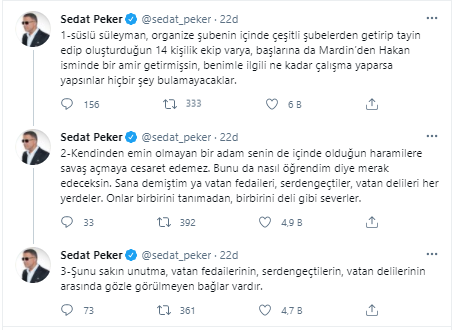 Sedat Peker'den Soylu'ya... 'Nasıl öğrendim diye merak edeceksin' - Resim : 1