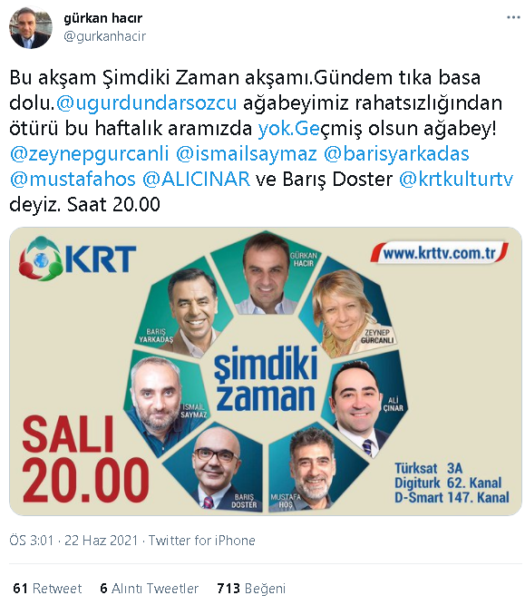 Gürkan Hacır'dan Uğur Dündar açıklaması: Rahatsızlandı - Resim : 1