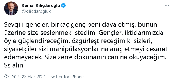 Kılıçdaroğlu gençlere seslendi: Size zerre dokunanın canına okuyacağım - Resim : 1