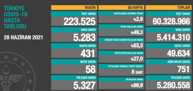 Türkiye'nin son koronavirüs tablosu açıklandı - Resim : 1