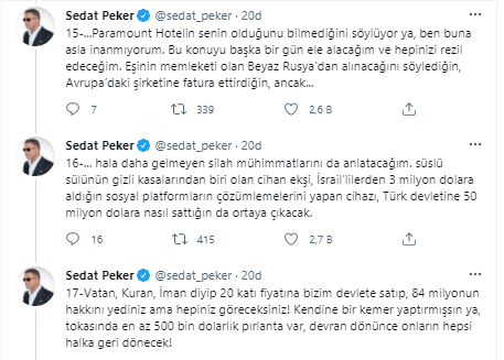 Sedat Peker'den flaş paylaşım: Cihan Ekşioğlu üzerinden Soylu'yu hedef aldı - Resim : 1