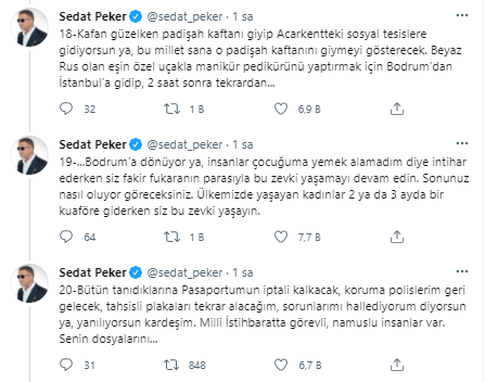 Sedat Peker: İnsanlar çocuğuma yemek alamadım diye intihar ederken...  - Resim : 1