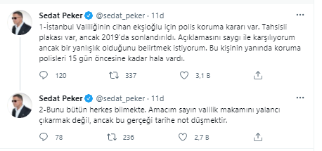 Sedat Peker'den flaş paylaşım: İstanbul Valiliği'ne düzeltme... - Resim : 1