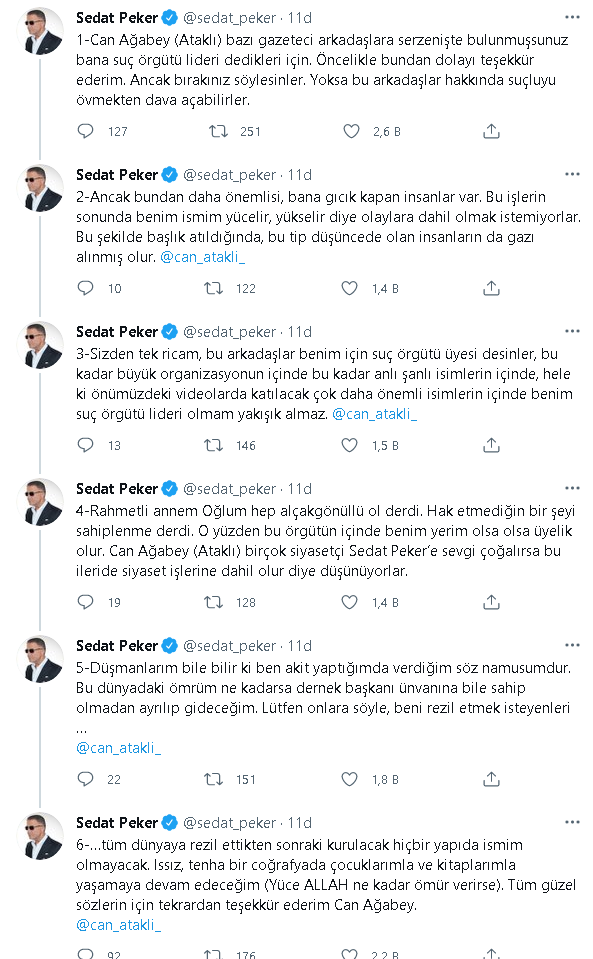 Sedat Peker'den 'organize suç örgütü' açıklaması - Resim : 1