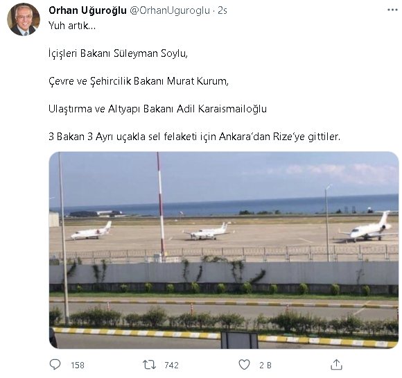Bakanların u&ccedil;ak sefası... Sel felaketinin yaşandığı Rize'ye 3 u&ccedil;akla gittiler - Resim : 1