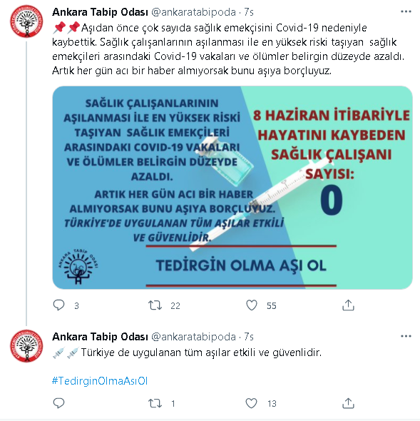 Ankara Tabip Odası'ndan aşı paylaşımı - Resim : 1