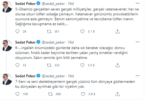 Sedat Peker'den flaş paylaşım: Vatansever görünümlü provokatörlerin oyununa asla gelmeyin! - Resim : 3