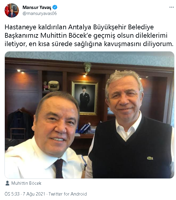 Mansur Yavaş'tan Muhittin Böcek'e geçmiş olsun mesajı - Resim : 1