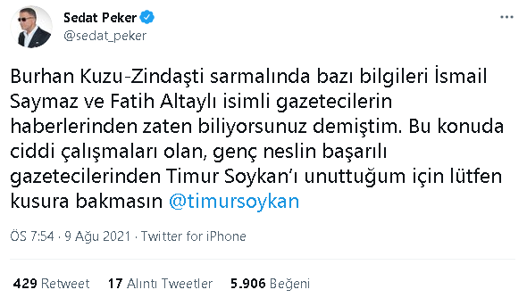 Sedat Peker'e dikkat çekti: Hangisi suç örgütü lideri hangisi siyasi - Resim : 1