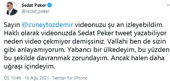 Sedat Peker neden video çekmediğini açıkladı - Resim : 1