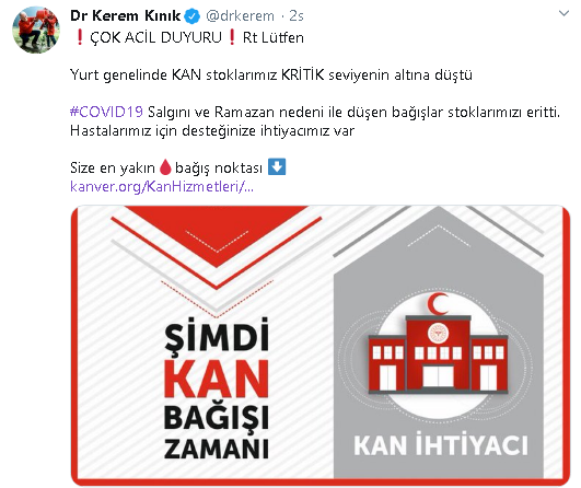 Kızılay Başkanı Kerem Kınık'tan kritik kan açıklaması - Resim : 1