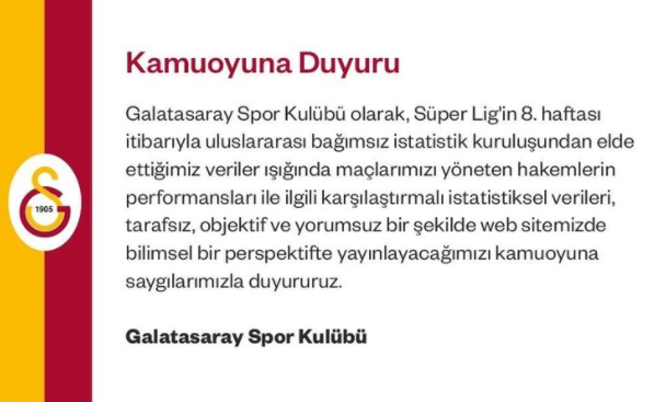 Galatasaray'dan flaş hakem açıklaması: Bundan sonra... - Resim : 1