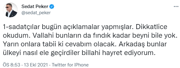 Sedat Peker'den SADAT'a: Fındık kadar beyni yok - Resim : 1
