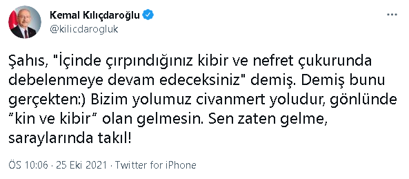 Kılı&ccedil;daroğlu'ndan Erdoğan'a yanıt: Bizim yolumuz civanmert yoludur - Resim : 1