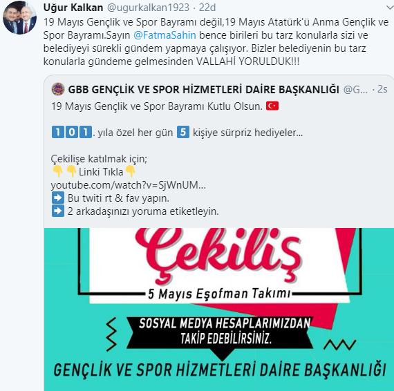 AKP'li belediyeden tepki &ccedil;eken 19 Mayıs paylaşımı - Resim : 1