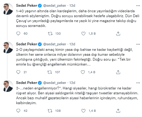 Twitter o listeleri kaldırdı: Peker'den yeni paylaşımlar... - Resim : 1