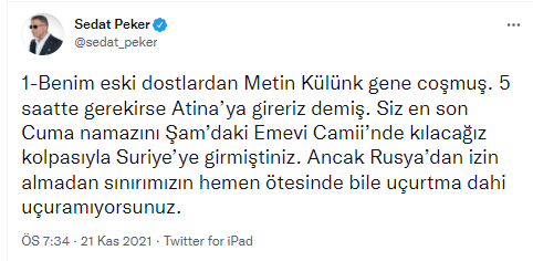 Sedat Peker'den 'yalanlarsan kasetini yayınlarım' dediği isme çok konuşulacak sözler - Resim : 1