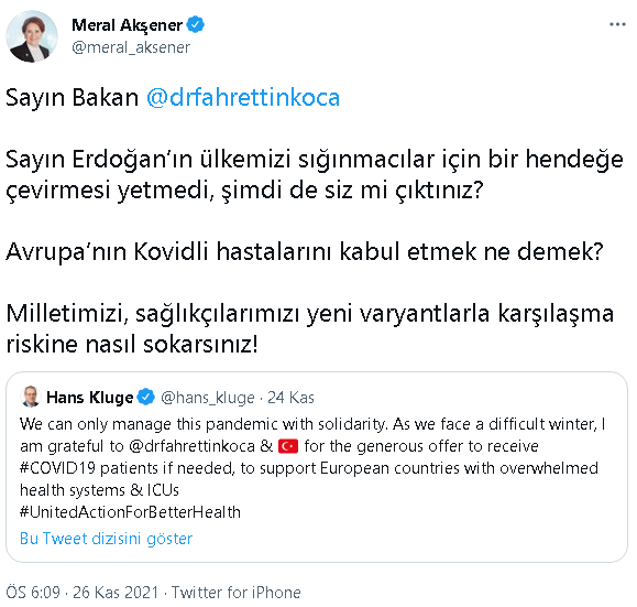 Meral Akşener'den Fahrettin Koca'ya sert tepki  - Resim : 1