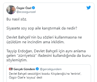 'Tayyip Erdoğan, Devlet Bahçeli için aynı anlama gelen 'zürriyetsiz' ifadesini kullandığında da bunu söylemiştim' - Resim : 1