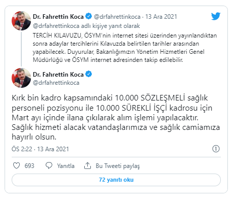 Bakan Koca'dan 20 bin sağlık personeli alımına ilişkin açıklama - Resim : 1