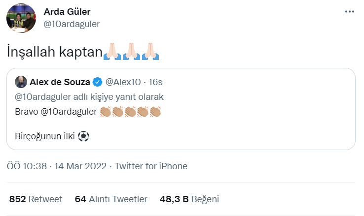 Arda Güler’den Alex de Souza’nın paylaşımına yanıt - Resim : 1