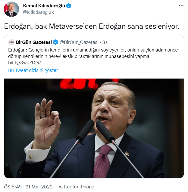 Kılıçdaroğlu'ndan Erdoğan'a 'Metaverse' göndermesi - Resim : 1