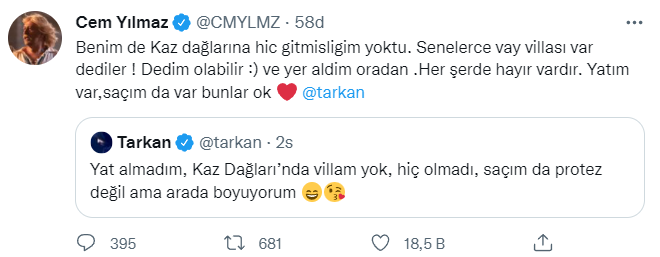 Tarkan'ın 'yat' açıklamasına Cem Yılmaz'dan güldüren yanıt  - Resim : 1