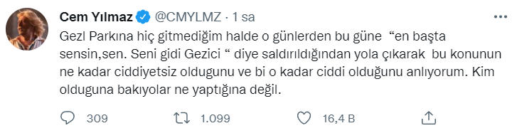 Cem Yılmaz'dan Gezi davası tepkisi - Resim : 1