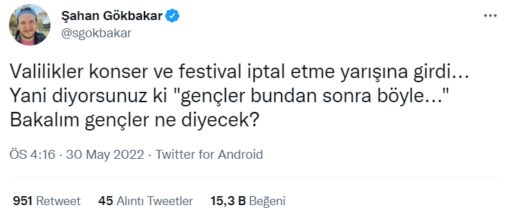 Şahan Gökbakar'dan konser iptallerine hodri meydan  - Resim : 1