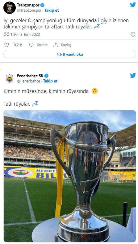 Fenerbahçe ve Trabzonspor Twitter’da birbirine girdi... "Kiminin müzesinde, kiminin rüyasında" - Resim : 1