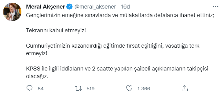 Meral Akşener'den 'KPSS soruları çalındı' iddiaları hakkında açıklama  - Resim : 1