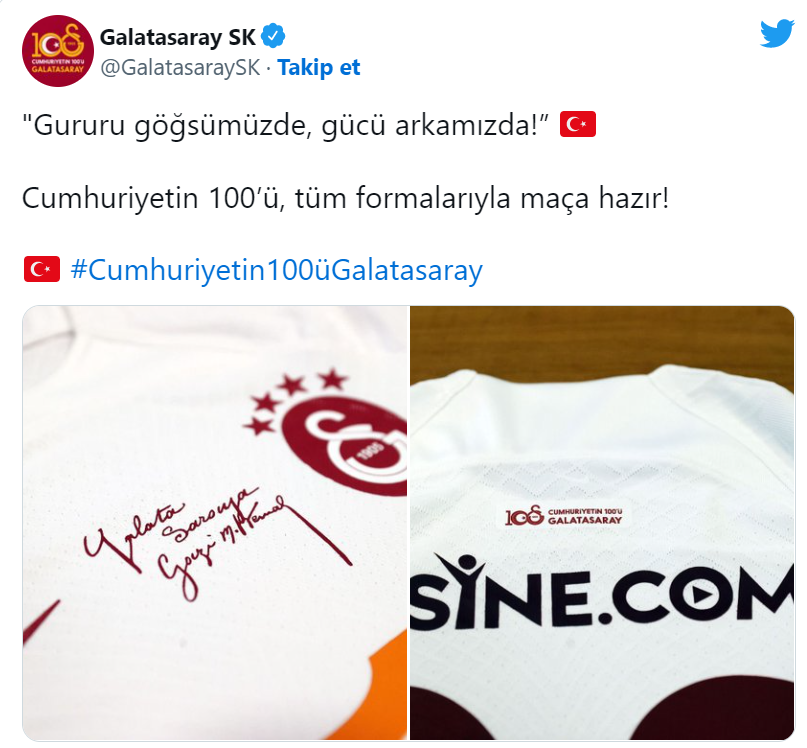 Galatasaray Atatürk imzalı forma ile sahaya çıktı - Resim : 1
