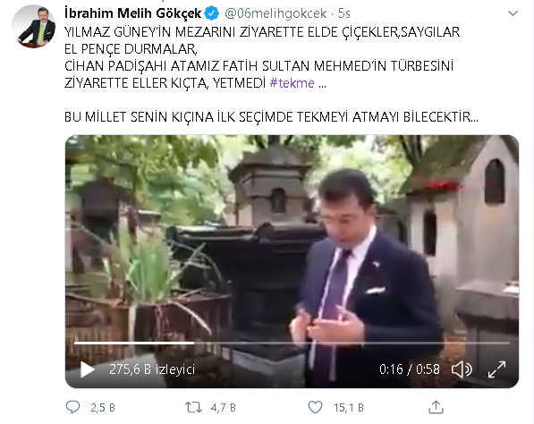 Melih Gökçek’ten İmamoğlu’na hakaret - Resim : 1