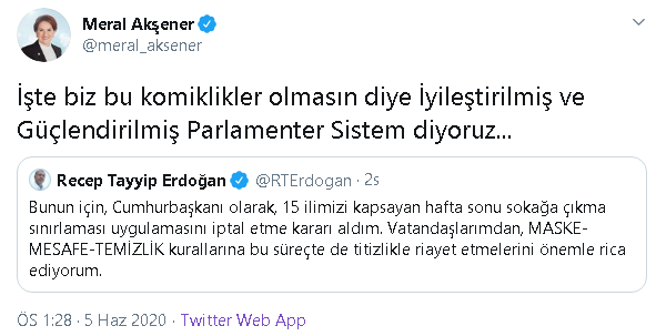 Meral Akşener'den sokağa çıkma yasağı iptaline tepki - Resim : 1