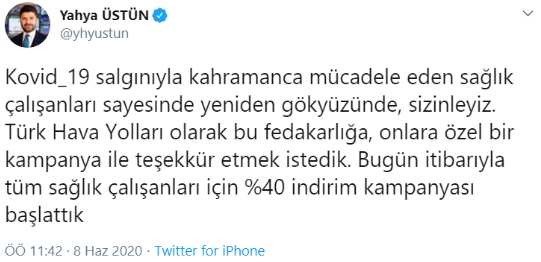 THY'den sağlık çalışanlarına indirimli bilet - Resim : 1