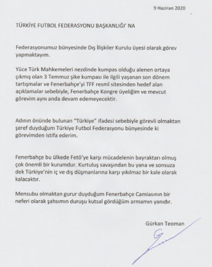 TFF'de Fenerbahçe istifası - Resim : 1