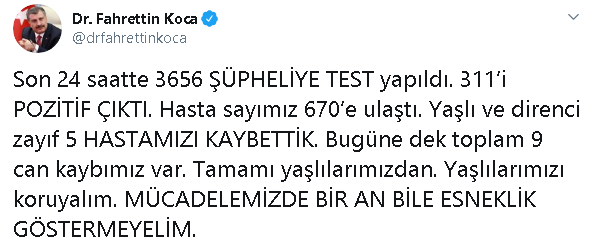 Bakan açıkladı... Türkiye'de koronavirüsten 9 kişi öldü - Resim : 1