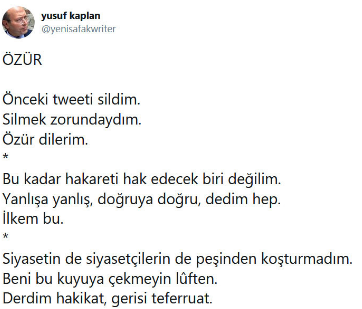 Yeni Şafak yazarı Yusuf Kaplan, bir tweet daha sildi - Resim : 1