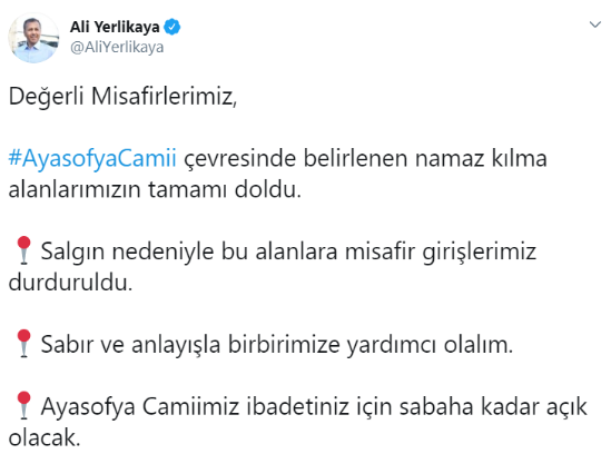 Ayasofya'ya girişler durduruldu - Resim : 1