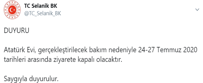 Selanik Başkonsolosluğu'ndan Atatürk Evi açıklaması  - Resim : 1